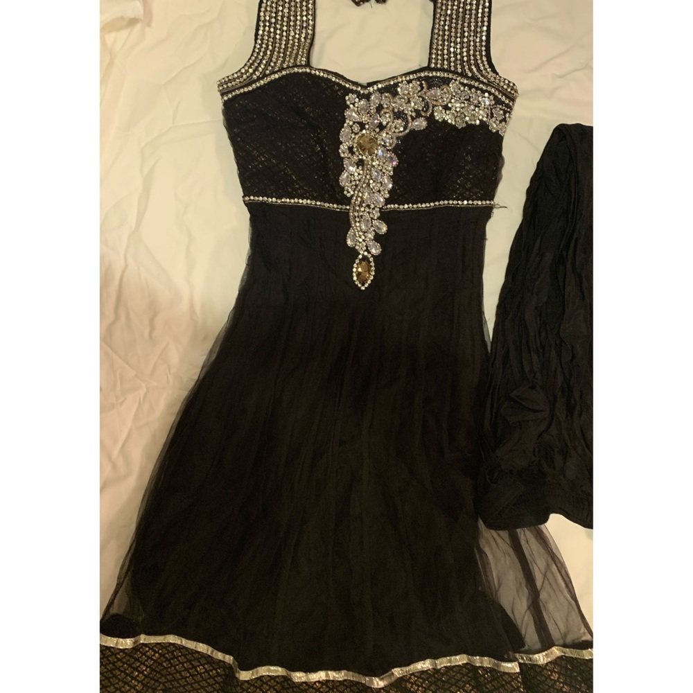 Black and silver stone Indian dress suit